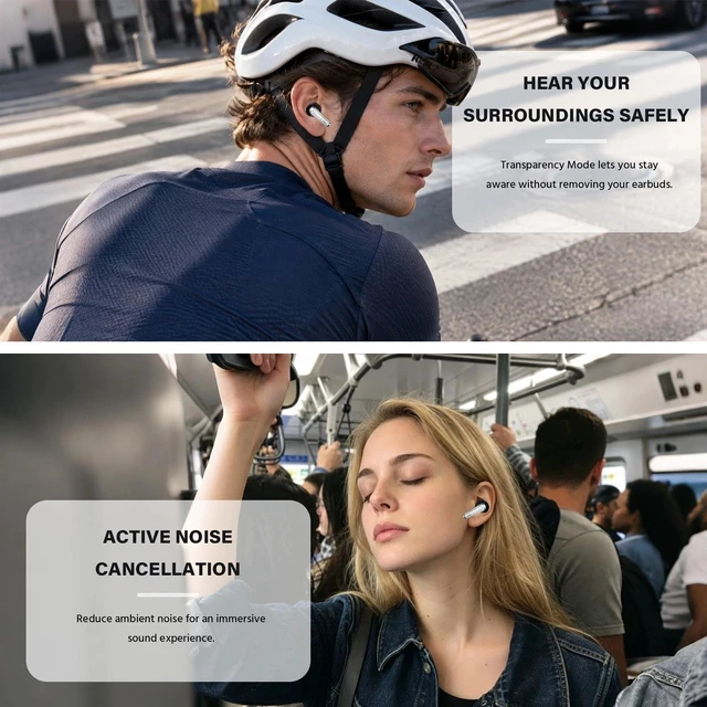 Alt view image 3 of 5 - VBSimas Wireless Earbuds, Bluetooth 6.0 Headphones ANC Crisp Clear Audio