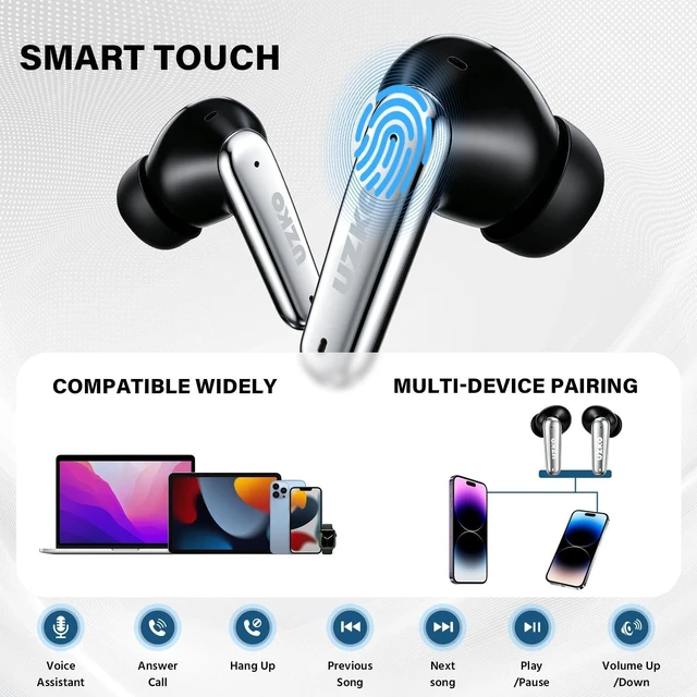 Alt view image 5 of 5 - VBSimas Wireless Earbuds, Bluetooth 6.0 Headphones ANC Crisp Clear Audio