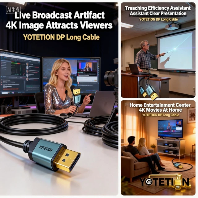 Alt view image 2 of 5 - YOTETION 4K DP(DisplayPort) Cable 50FT, DP TO DP Cable(4K@60Hz, 2K@144Hz)HBR3 Support HDR, HDCP 2.2, FreeSync G-Sync, Braided Display Port for Gaming Monitor, Graphics, PC,LONG DP TO DP CABLE,DP Cord
