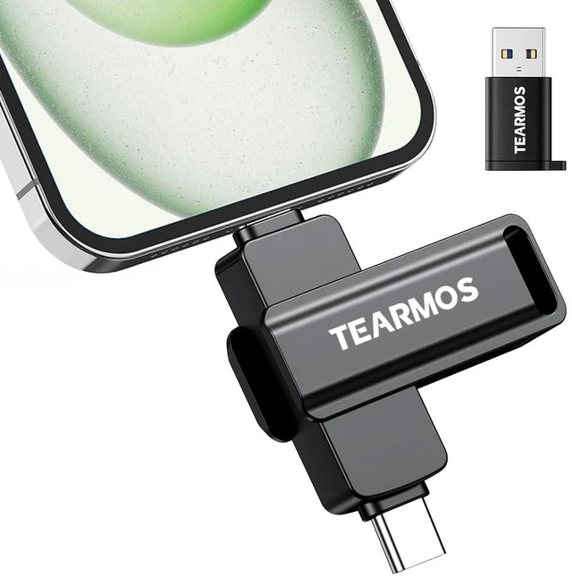 Main image of TEARMOS 256GB Photo Stick for iPhone Flash Drive, Memory Stick Phone Storage for Photos and Videos Files Backup, Compatible with iPhone iPad Android PC, Plug & Play, No App Required (Gray)
