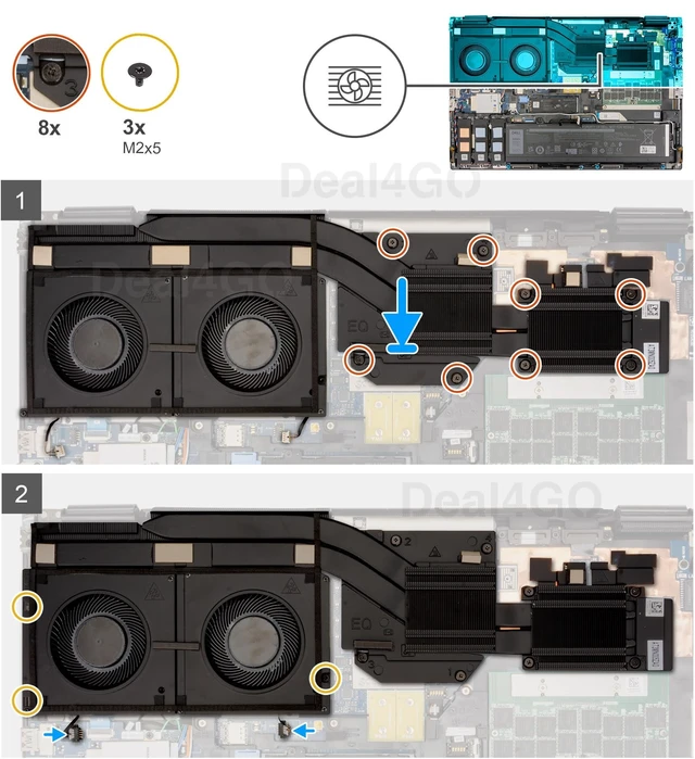Alt view image 3 of 5 - Deal4GO Discrete GPU Graphics & CPU Cooling Fan 6VJDM HN24M Replacement for Dell Precision 7770 7780 Mobile Workstation