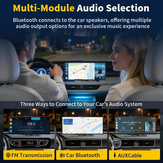 Alt view image 5 of 5 - 11.5" Largest Wireless Carplay HD Screen for Carplay & Android Auto Car Stereo with 4K Dash Cam 1080P Backup Camera, GPS Navigation/Bluetooth/Mirror Link/Voice Control/AUX/FM/Siri