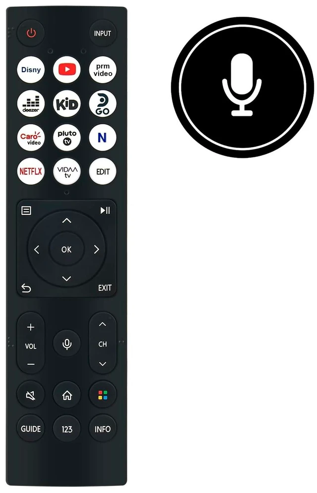 Alt view image 2 of 5 - ERF3D96H Replace Voice Remote Control Fit for Hisense TV 55U7H 65U7H 75U7H