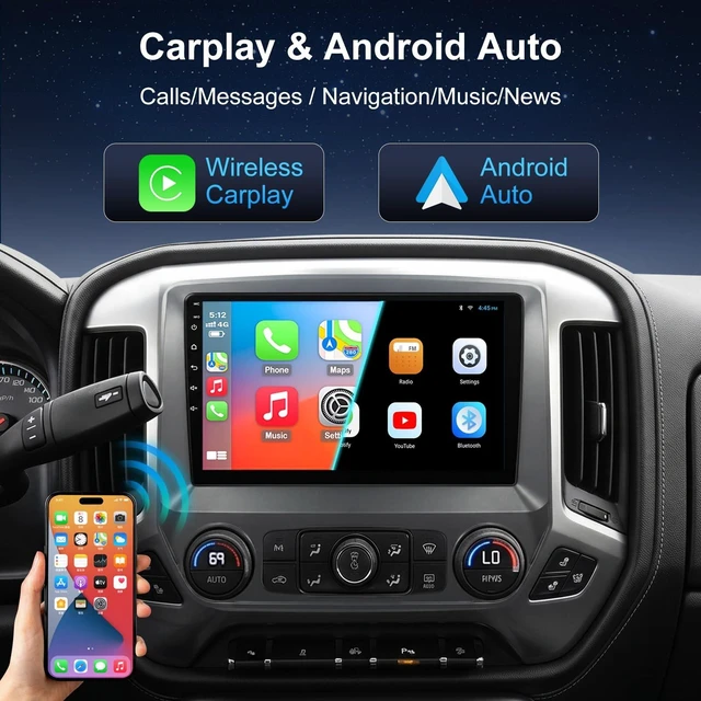 Alt view image 5 of 5 - 4G LTE Radio for Chevy Silverado 2014-2018 Non-Bose Carplay Stereo Upgrade