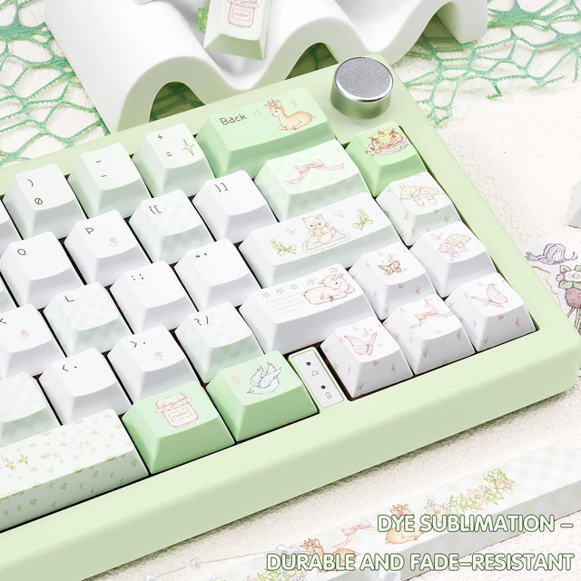 Alt view image 5 of 5 - COOMICKEY PBT Keycaps Forest Deer Green White Cute Key Cap for Cherry MX