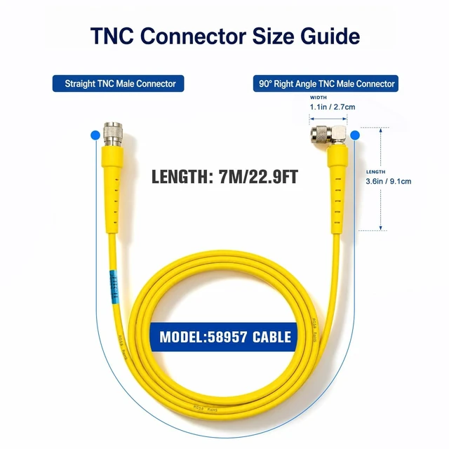 Alt view image 2 of 5 - JHCH 7m/23ft RTK GNSS GPS 58957 Antenna Cable Suitable for Trimble, Topcon, Leica receivers TNC Male to Right Angle TNC Male Low Loss RG58 coaxial Cable