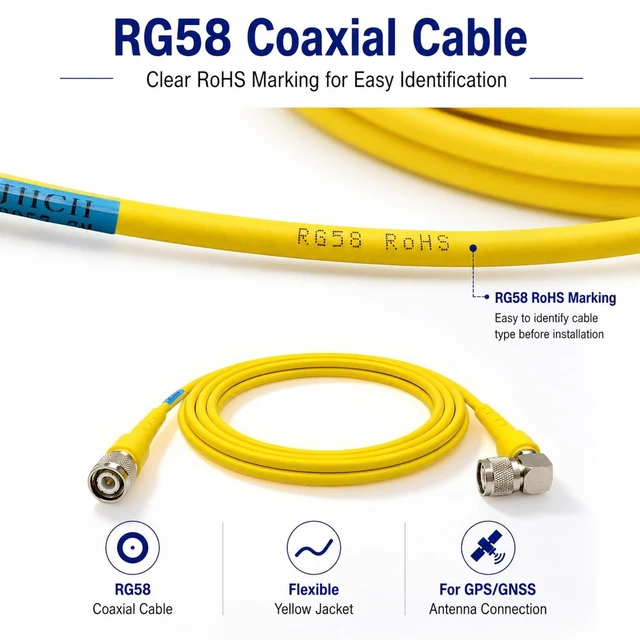 Alt view image 4 of 5 - JHCH 7m/23ft RTK GNSS GPS 58957 Antenna Cable Suitable for Trimble, Topcon, Leica receivers TNC Male to Right Angle TNC Male Low Loss RG58 coaxial Cable