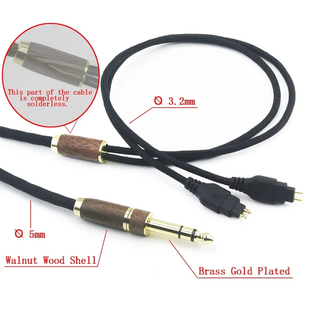 Alt view image 3 of 5 - NewFantasia Replacement Upgrade Audio Cable Compatible with Sennheiser HD650 HD600 HD580 HD660S HD660S2 HD58X HD6XX Headphone 7N OCC Copper Silver Plated Cord Walnut Wood Shell 3.5mm/6.35mm Adapter 2m