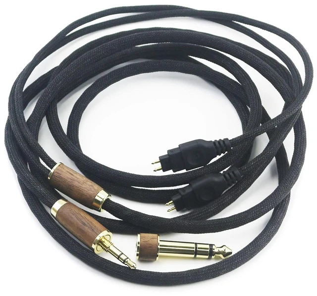 Main image of NewFantasia Replacement Upgrade Audio Cable Compatible with Sennheiser HD650 HD600 HD580 HD660S HD660S2 HD58X HD6XX Headphone 7N OCC Copper Silver Plated Cord Walnut Wood Shell 3.5mm/6.35mm Adapter 2m
