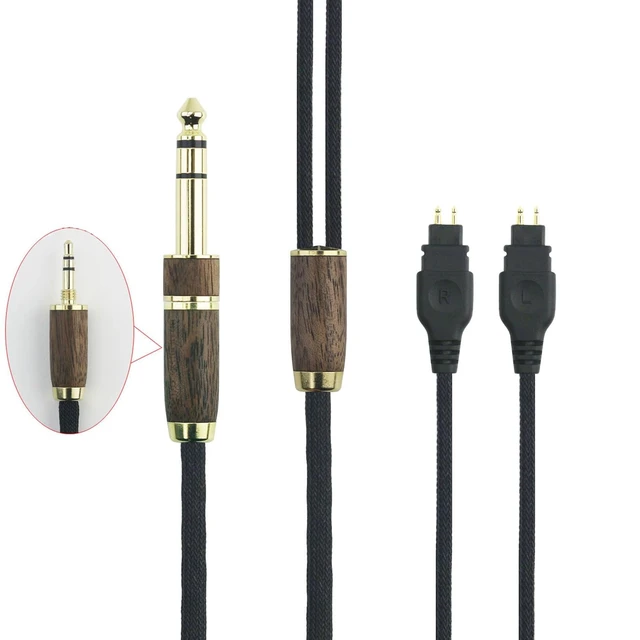Alt view image 2 of 5 - NewFantasia Replacement Upgrade Audio Cable Compatible with Sennheiser HD650 HD600 HD580 HD660S HD660S2 HD58X HD6XX Headphone 7N OCC Copper Silver Plated Cord Walnut Wood Shell 3.5mm/6.35mm Adapter 2m