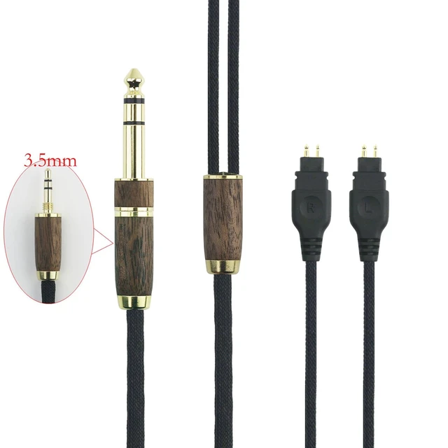 Alt view image 5 of 5 - NewFantasia Replacement Upgrade Audio Cable Compatible with Sennheiser HD650 HD600 HD580 HD660S HD660S2 HD58X HD6XX Headphone 7N OCC Copper Silver Plated Cord Walnut Wood Shell 3.5mm/6.35mm Adapter 2m