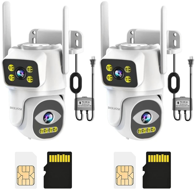 Main image of EKOLVOSK Dual-Lens 4G Cameras for Home Security, Pan/Tilt SmartSecurity Camera-Outdoor/Indoor, Color Night Vision,MotionTracking,24/7 Recording,2-Way Audio & Siren,IP65,SD/Cloud Storage