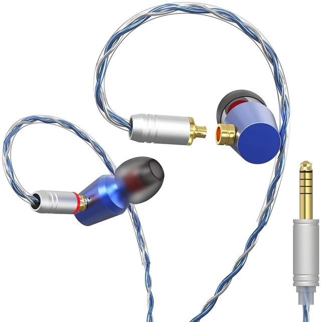 Main image of GUAEIMO G4M4C1L HiFi IEMs, Wired in-Ear Monitors with Detachable MMCX Cable, Professional Audiophile Earbuds, Aluminum Shell & 4-Strand Silver-Plated Cable, 4.4mm No Mic Azure Blue