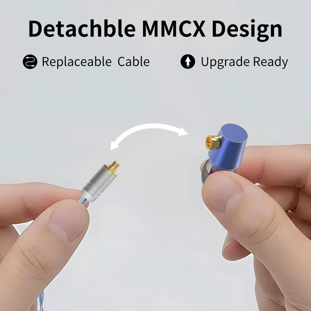 Alt view image 3 of 5 - GUAEIMO G4M4C1L HiFi IEMs, Wired in-Ear Monitors with Detachable MMCX Cable, Professional Audiophile Earbuds, Aluminum Shell & 4-Strand Silver-Plated Cable, 4.4mm No Mic Azure Blue
