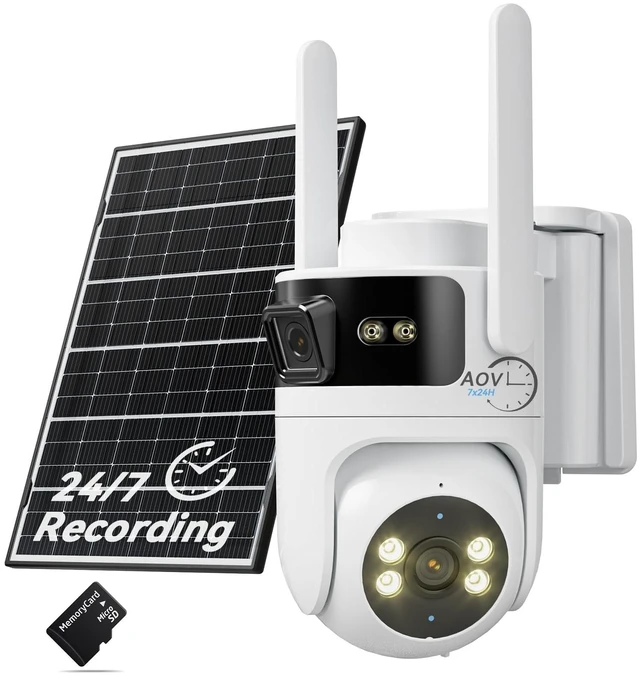 Main image of 24/7 AOV Dual Lens Solar Security Camera Wireless Outdoor, 2K+2K WiFi 6