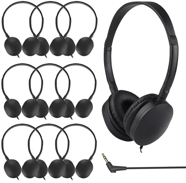 Main image of XOSDA 10 Pack Bulk Headphones for Kids School Classroom, Durable Wired Headphones Class Set for Students Children Toddler Teens Boys Girls Teen 3.5mm Jack(Black)