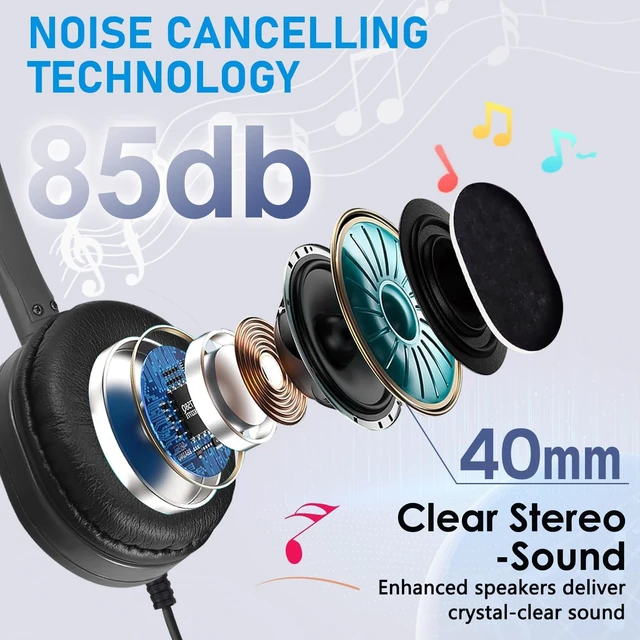Alt view image 5 of 5 - XOSDA 10 Pack Bulk Headphones for Kids School Classroom, Durable Wired Headphones Class Set for Students Children Toddler Teens Boys Girls Teen 3.5mm Jack(Black)