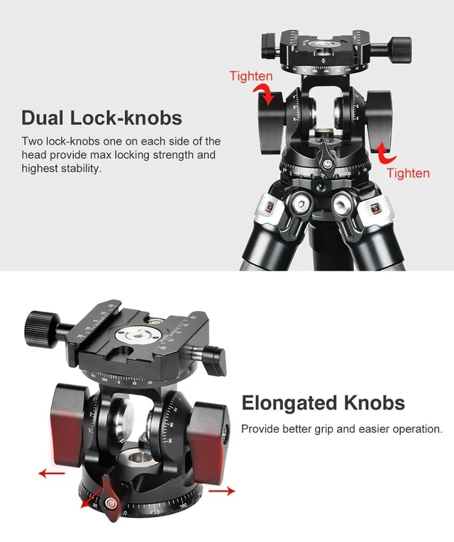 Alt view image 4 of 5 - DT-03R Tilt Head with 360 Degree Panoramic Arca Swiss Clamp for Monopod and Tripod 33lbs(15KG) Load Capacity