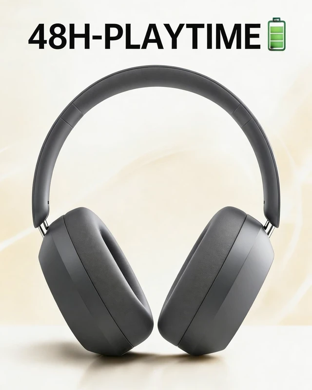 Alt view image 4 of 5 - Wentronic Y05 Wireless Bluetooth Headphone, Noise Cancelling, Grey