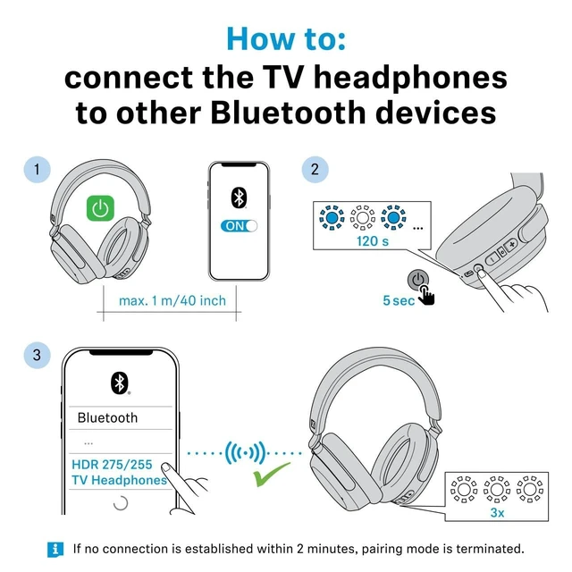 Alt view image 5 of 5 - Sennheiser RS 275 TV Headphones - Bluetooth Headphones and Transmitter Bundle - Low Latency Wireless Headphones with Virtual Surround Sound, Speech Clarity and Auracast Technology - 50 h Batter