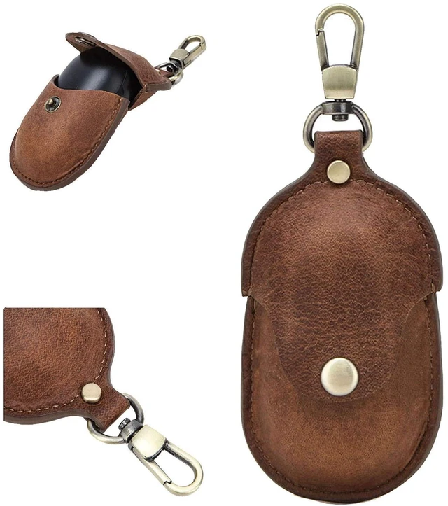 Main image of Genuine Leather Protective Case Compatible with Samsung Galaxy Buds 2019 & Buds+ 2020, Shockproof Cover with Hook,Wireless Charging Support(Brown)