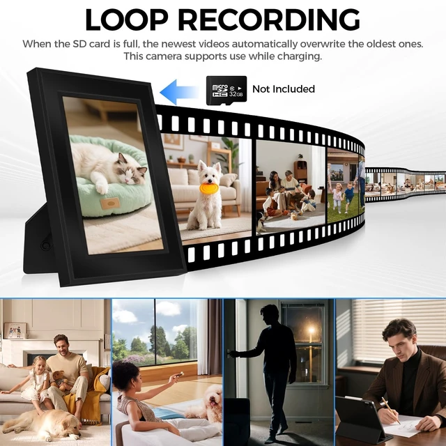 Alt view image 5 of 5 - isecumated Hidden Spy Security Camera Picture Frame, Mini Nanny Cam Indoor