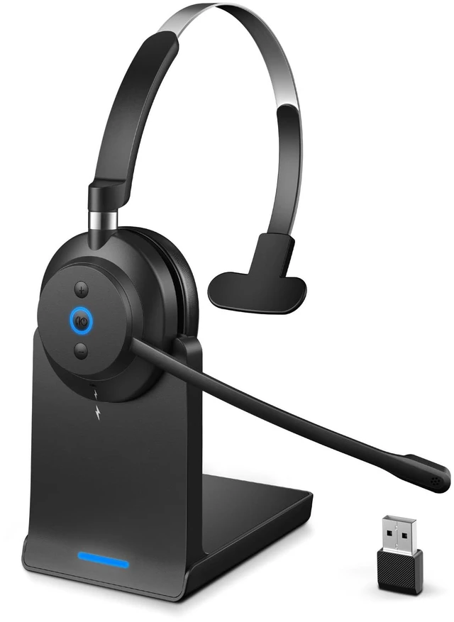 Main image of Single Ear Wireless Headset for Work with Charging Stand & USB Dongle