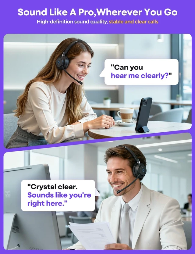 Alt view image 3 of 5 - Single Ear Wireless Headset for Work with Charging Stand & USB Dongle