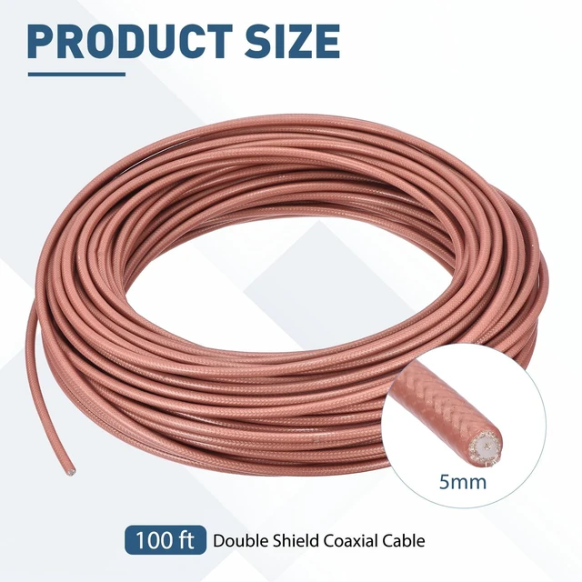 Alt view image 2 of 5 - Rebower RG400 RF Coax Cable 100ft 50 Ohm Double Shield Coaxial Cable