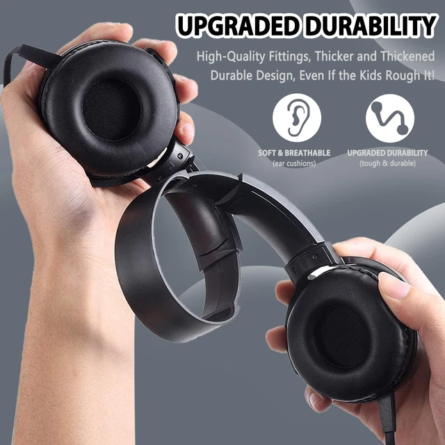 Alt view image 5 of 5 - Wensdo Classroom Headphones Bulk 5 Pack with Microphone, On-Ear Wholesale Wired Kids Headphones for Students School with 3.5mm Jack for Library Home Online Learning and Travel (HY450, Black)