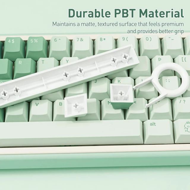 Alt view image 4 of 5 - TICKTYYPE PBT Custom Green Keycaps, Little Snake Theme Keyboard Keycaps