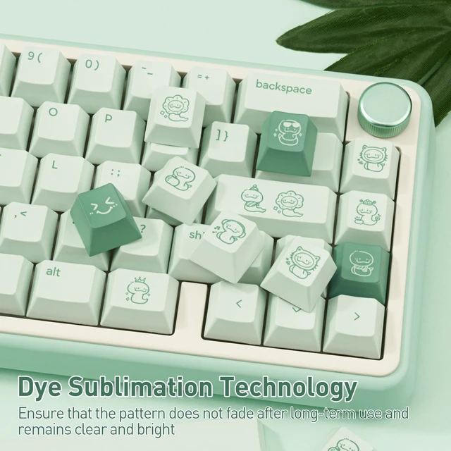 Alt view image 5 of 5 - TICKTYYPE PBT Custom Green Keycaps, Little Snake Theme Keyboard Keycaps