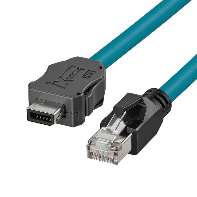 Alt view image 2 of 4 - Eonvic Industrial Ethernet Cable IX to Rj45 Cat6A Cable, IX30G-A-10S-CV A-Key Male 10Gbps Shielded High Flex Cable for Industrial Switches PLCs Machine Vision Cameras Robot Controllers Sensors 1m