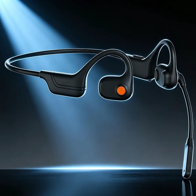 Main image of AYI Open Ear Air Conduction Bluetooth Headphone Dual Mic Rotatable Boom Mic Active Noise Cancellation IPX5 Waterproof Bluetooth 5.4 Pain-Free Design for Sports Office Work-Black.