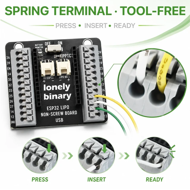Alt view image 5 of 5 - Lonely Binary 3-Pack ESP32 Development Board, LiPo UPS Charger, 3 Shields
