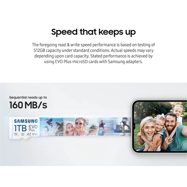Alt view image 4 of 5 - Samsung EVO Plus 256GB microSDXC Memory Card + SD Adaptor, Up to 160MB/s