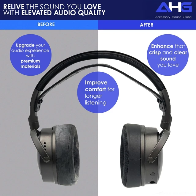 Alt view image 4 of 5 - AHG Accessory House Global Premium Upgrade Cooling Gel Maxwell Replacement Ear Pads Cushions (Black). Compatible with Audeze Maxwell Headphones. Easy DIY Fit ^^ Cool Gel Infused ^^ Extra Thick Comfort