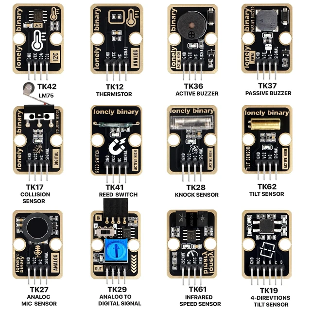 Alt view image 4 of 5 - Lonely Binary TinkerBlock 46-in-1 Sensor Kit STEM for C++ ESP32 Pico