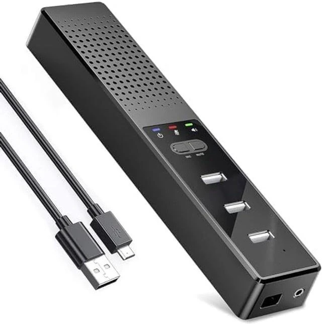 Main image of lorvannis 3 in 1 USB Wired Speaker with Microphone,Conference Speakerphone for PC & Laptop,360 Voice Pickup, Plug and Play, Computer Speaker for Zoom, Teams, Skype, Home Office & Online Meetings