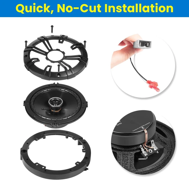 Alt view image 4 of 5 - Speakers 6.5 inch for Honda CR-V 2007-2022 Upgrade Kit - 4 Pack of DS Series with Adapters & Harness, Coaxial 6 1/2 Car Audio Front and Rear Door Speaker Replace DSC6504, 43DSC6504 - Plug & Play