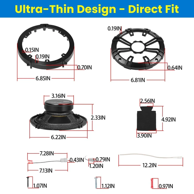 Alt view image 5 of 5 - Speakers 6.5 inch for Honda CR-V 2007-2022 Upgrade Kit - 4 Pack of DS Series with Adapters & Harness, Coaxial 6 1/2 Car Audio Front and Rear Door Speaker Replace DSC6504, 43DSC6504 - Plug & Play