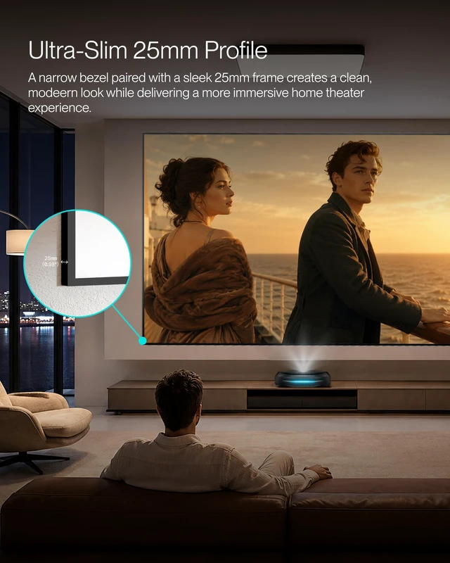 Alt view image 3 of 5 - AWOL VISION 120-inch Projector Screen Fixed Frame, 1.3 dB Peak Gain, The Perfect Combo with LTV-2500, 80% Picture Quality Improved, 4K / 8K Ultra HD, Active 3D Wall Mount Projector Screen, MW-120