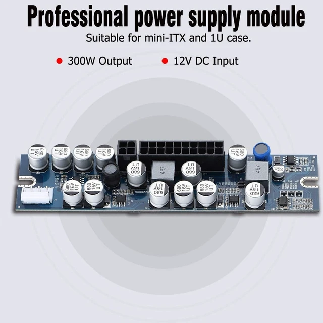 Alt view image 4 of 5 - Power Supply Module, DC 12V Input 300W Computer Internal Power Supplies with 24Pin Connect/AUX/SATA Cable, Suitable for Mini ITX and 1U Case