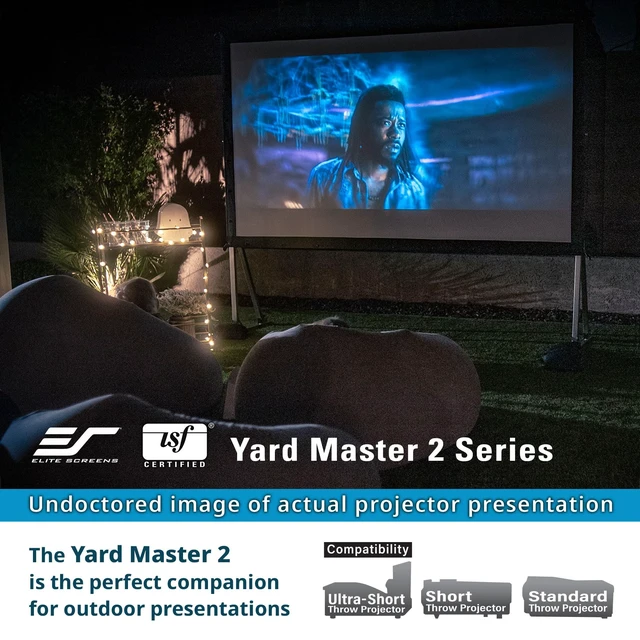 Alt view image 3 of 5 - Elite Screens Yard Master 2, 90 inch Outdoor Projector Screen with Stand 16:9, 8K 4K Ultra HD 3D Fast Folding Portable Movie Theater Cinema 90" Indoor Foldable Easy Snap Projection Screen, OMS90H2