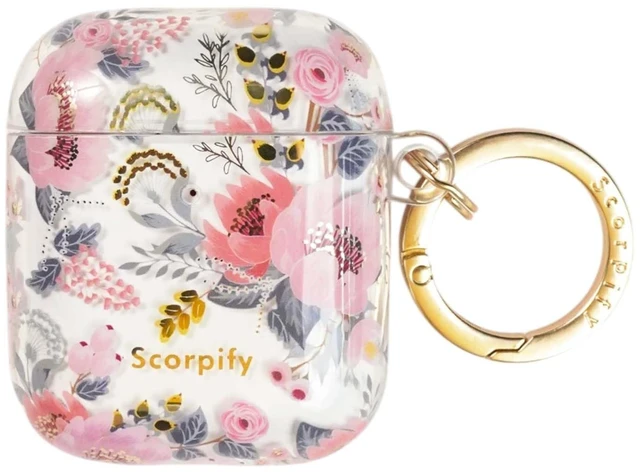 Main image of SCORPIFY for AirPods Case 1 & 2 (1st & 2nd Generation, 2016/2019) with Keychain, Compatible with Apple AirPod 1 & 2, Cute Protective Hard Shell Cover, Earbuds Case for Women - Pink Epiphyllum