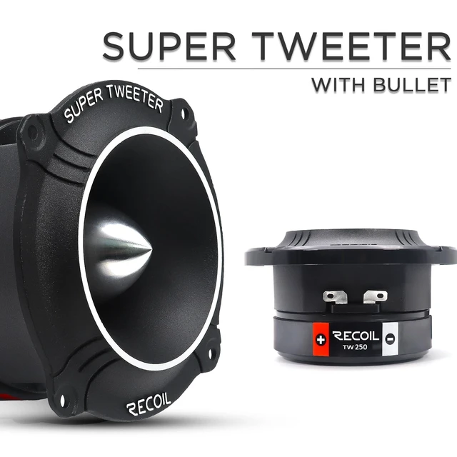 Alt view image 2 of 5 - RECOIL TW250 High Compression Car Bullet Super Tweeters 400W Max Pair 4 Ohm
