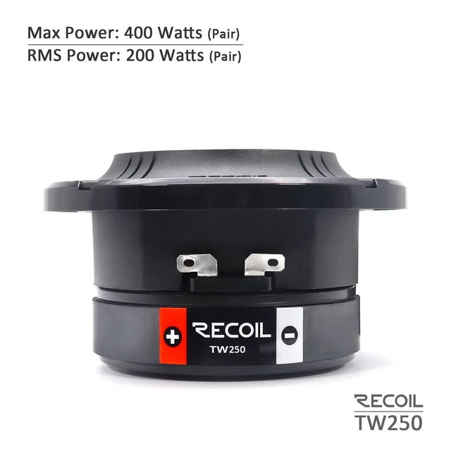 Alt view image 3 of 5 - RECOIL TW250 High Compression Car Bullet Super Tweeters 400W Max Pair 4 Ohm