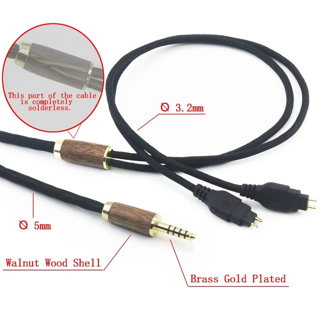 Alt view image 2 of 5 - NewFantasia 4.4mm Balanced Male 6N OCC Copper Silver Plated Cord 4.4mm Balanced Cable Compatible with Sennheiser HD650, HD600, HD580, HD660S, HD58X, Massdrop HD6XX Headphone Walnut Wood Shell 2m