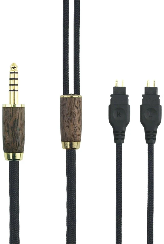 Main image of NewFantasia 4.4mm Balanced Male 6N OCC Copper Silver Plated Cord 4.4mm Balanced Cable Compatible with Sennheiser HD650, HD600, HD580, HD660S, HD58X, Massdrop HD6XX Headphone Walnut Wood Shell 2m