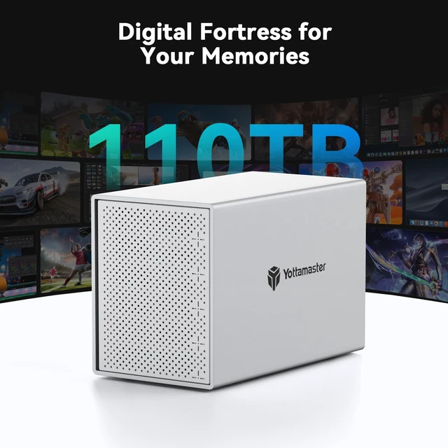 Alt view image 2 of 5 - Yottamaster 5 Bay External Hard Drive Enclosure with Cooling Fan for 2.5/3.5" SATA HDD/SSD, Direct Attached Storage, Aluminum USB 3.1 Type-C HDD Enclosure Up to 110TB(5x22TB) - PS500C3